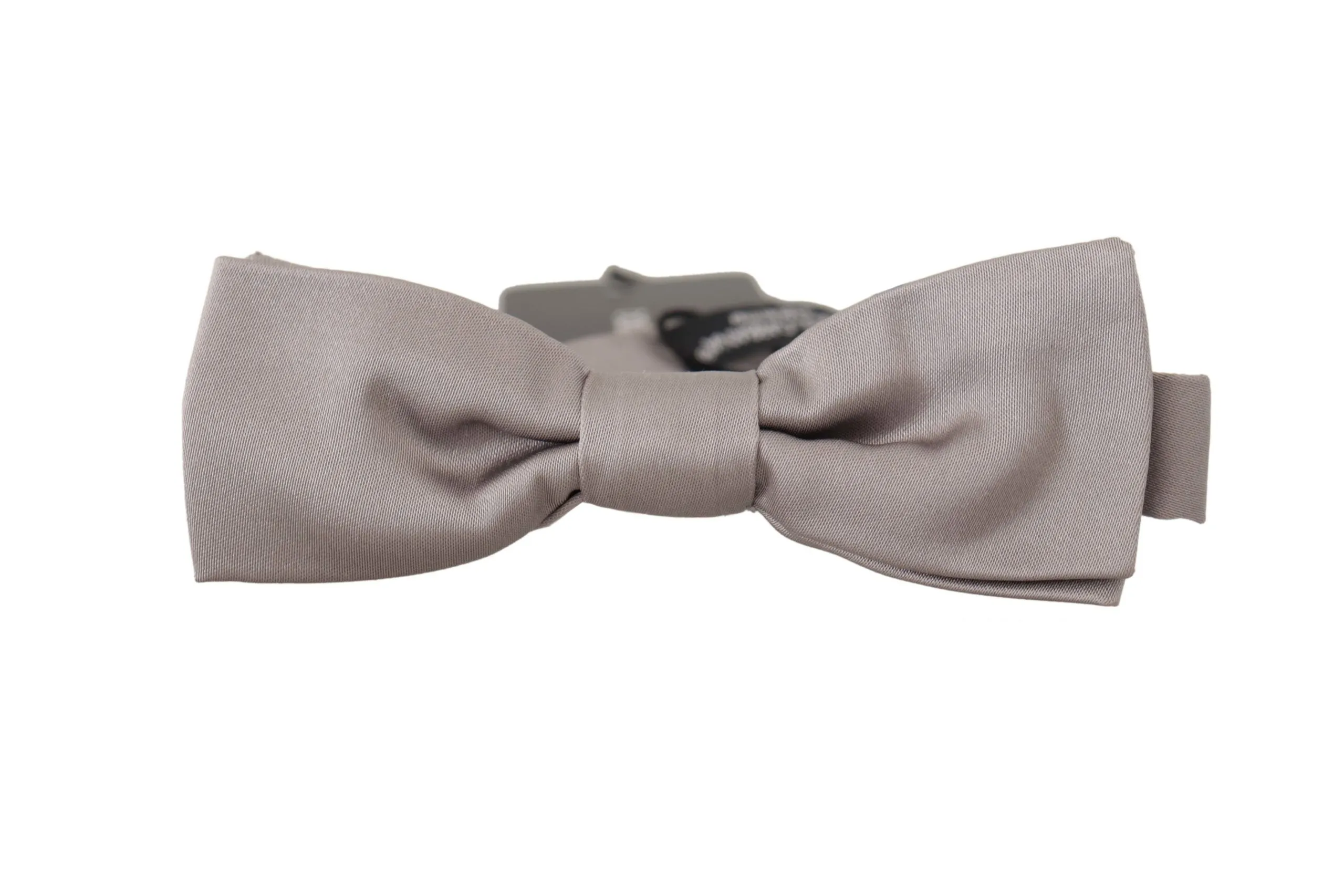 Dolce & Gabbana Men's Elegant Silver Silk Bow Tie for Sophisticated Evening