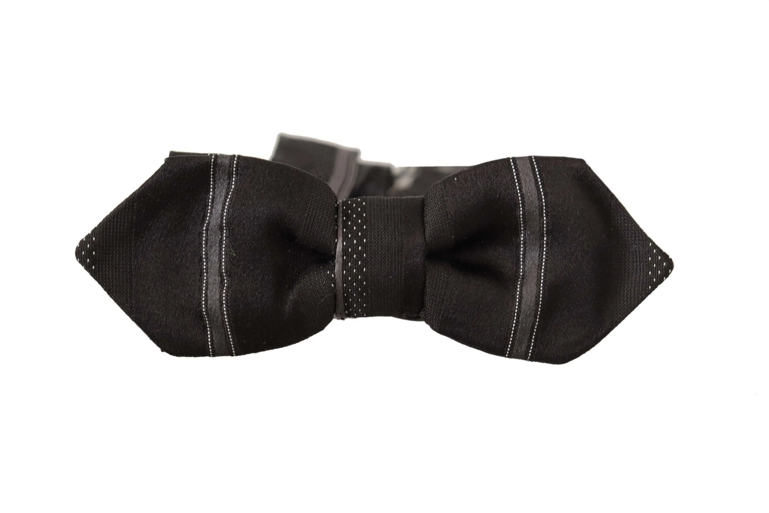 Dolce & Gabbana Men's Elegant Black Gray Silk Bow Tie