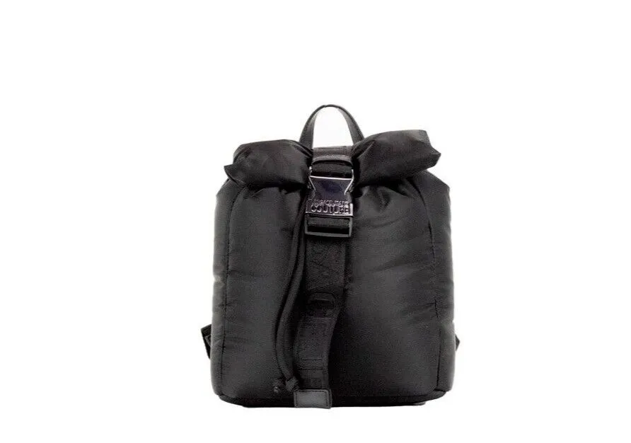 Versace Women's Jeans Couture Small Black Puffy Nylon Safety Buckle Backpack Book Bag