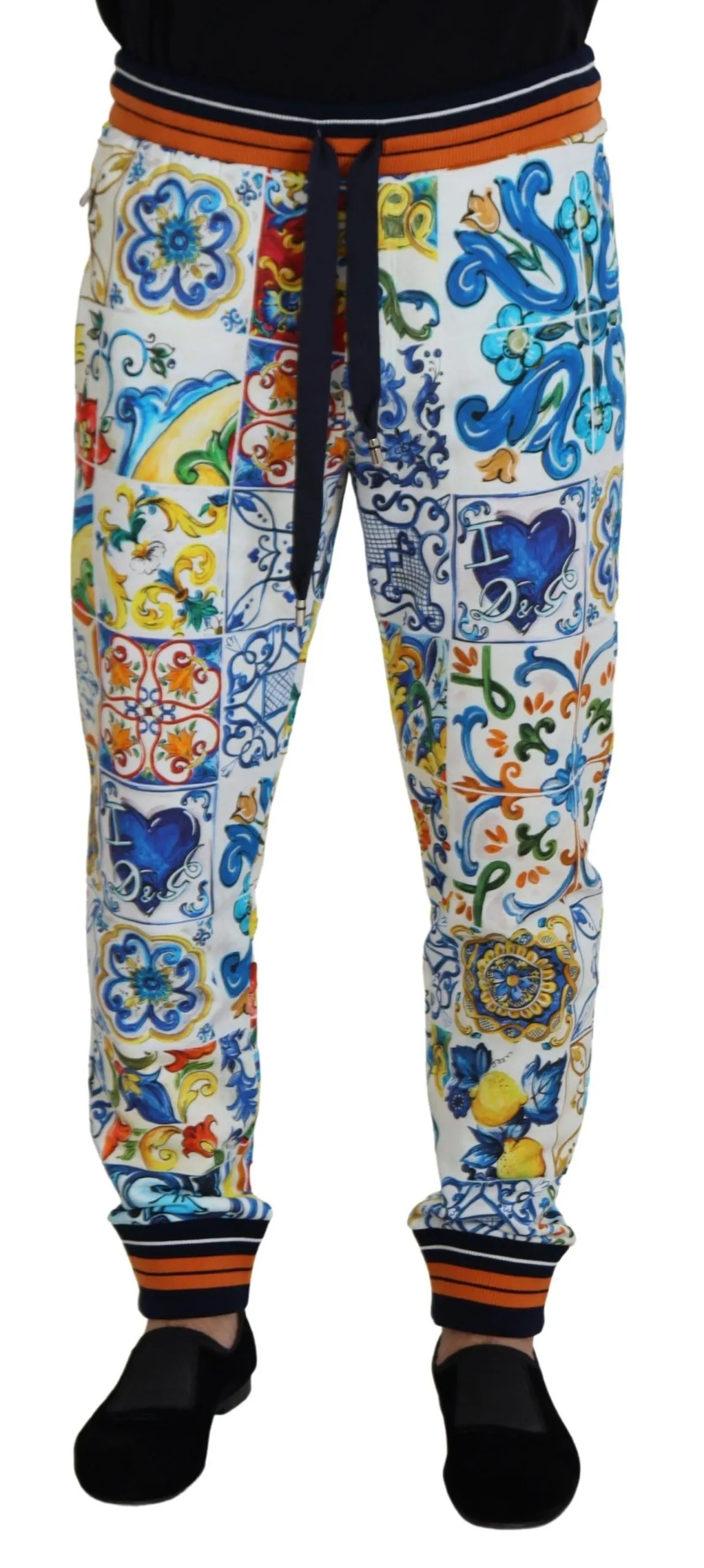 Dolce & Gabbana Men's Multicolored Majolica Print Gym Sweatpants