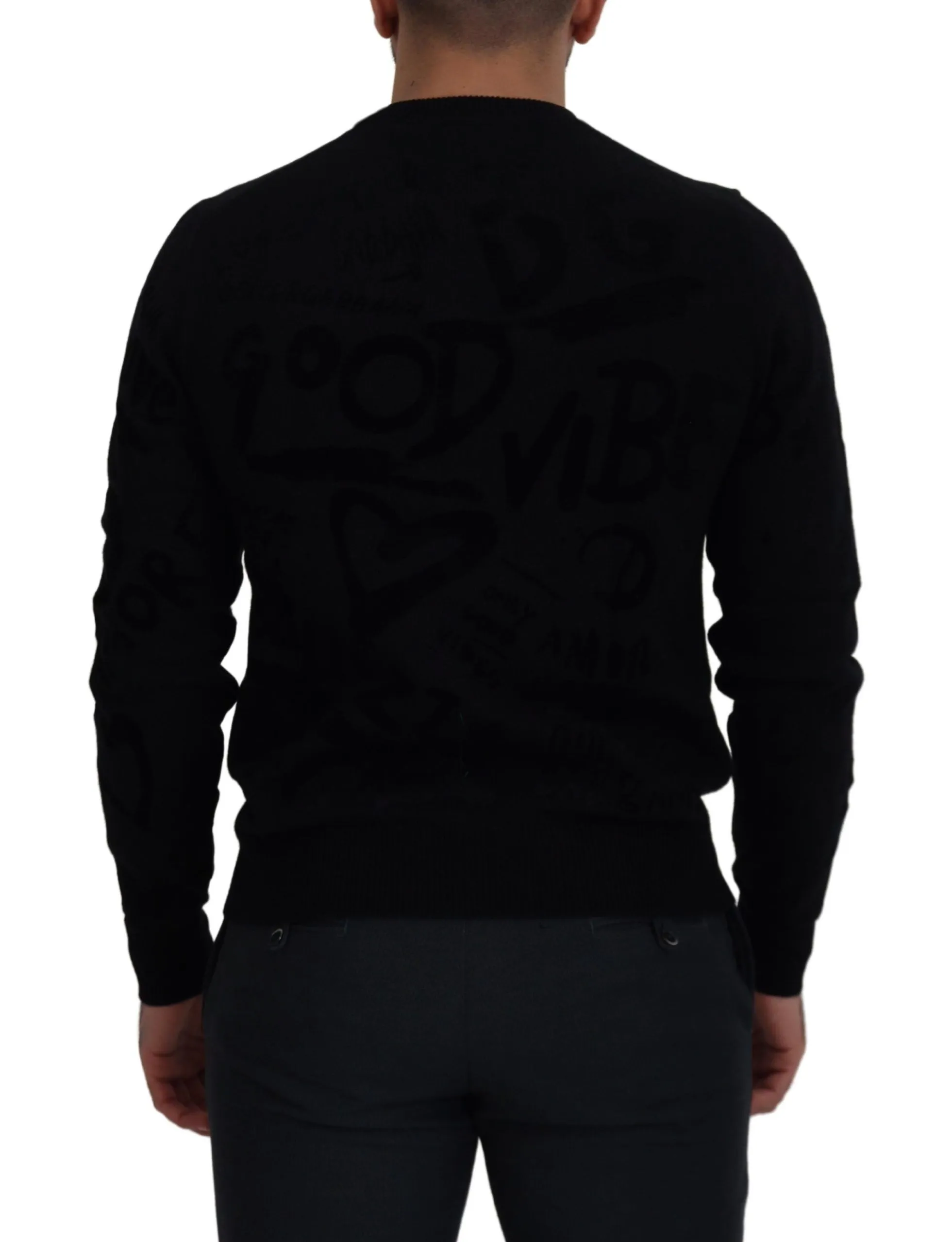 Dolce & Gabbana Men's Elegant Black Logo Wool Sweater