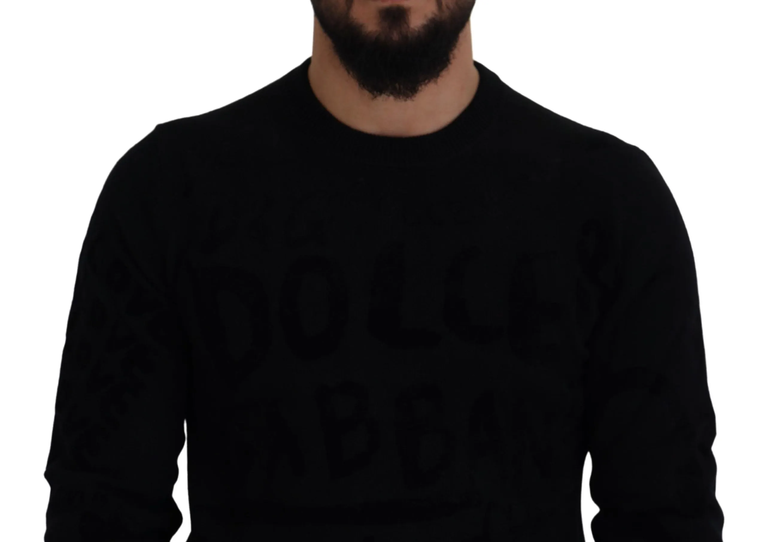 Dolce & Gabbana Men's Elegant Black Logo Wool Sweater