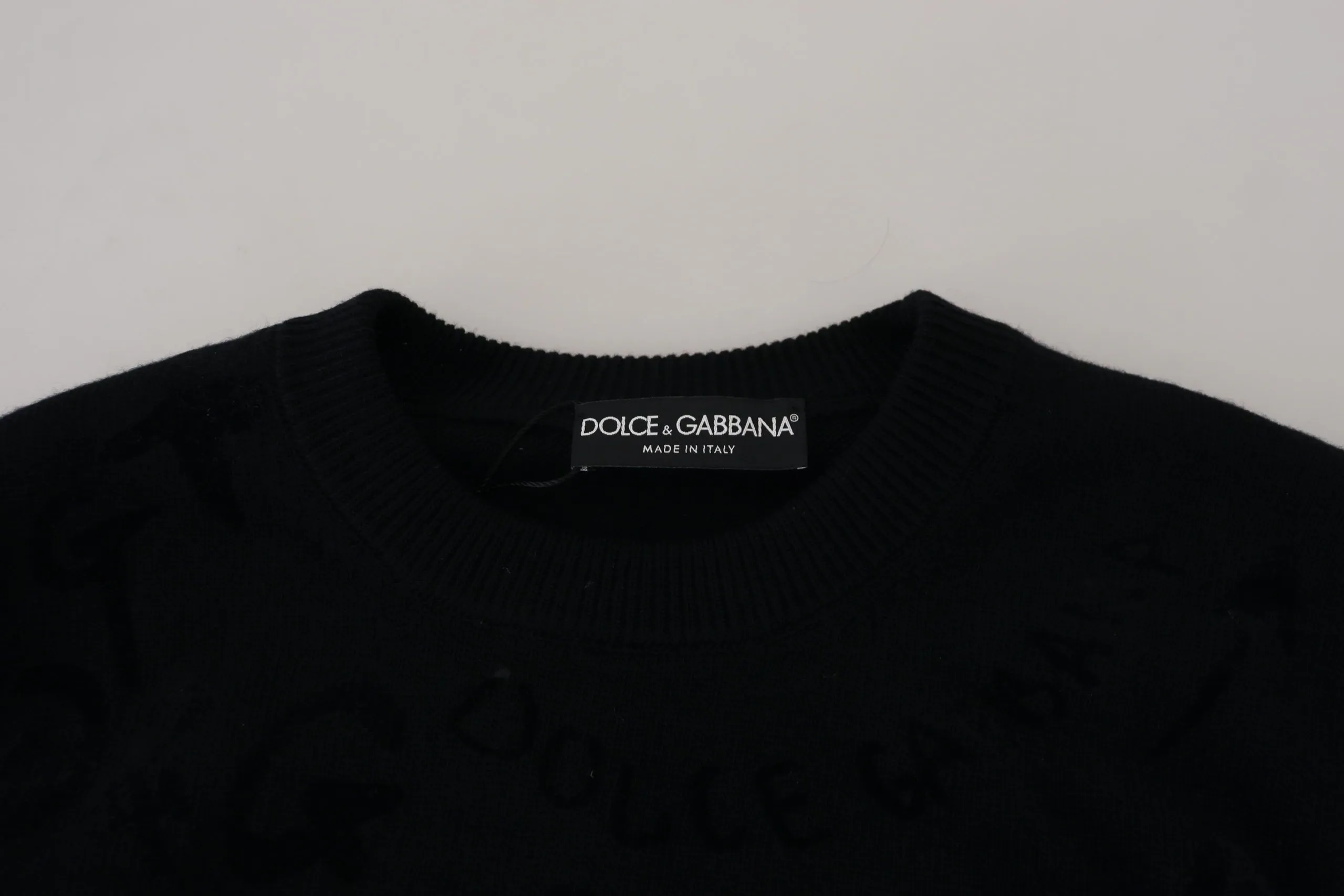 Dolce & Gabbana Men's Elegant Black Logo Wool Sweater