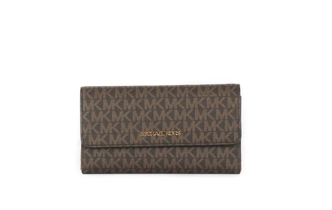 Michael Kors Women's Jet Set Travel Leather Large Trifold Wallet Clutch