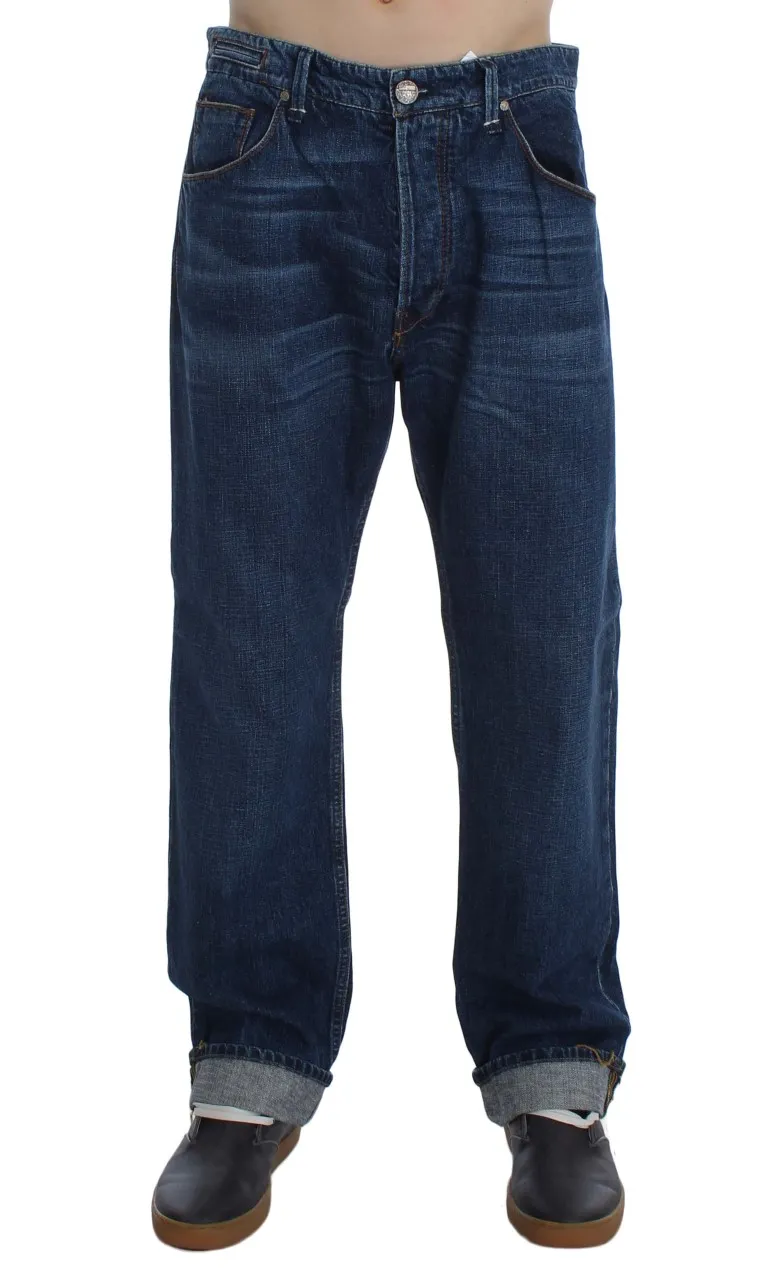 Acht Men's Chic Baggy Loose Fit Blue Jeans for Men