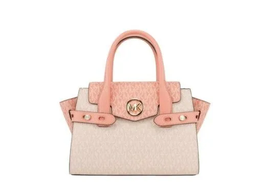 Michael Kors Carmen Medium Sherbert Multi Signature Leather Flap Satchel Handbag
