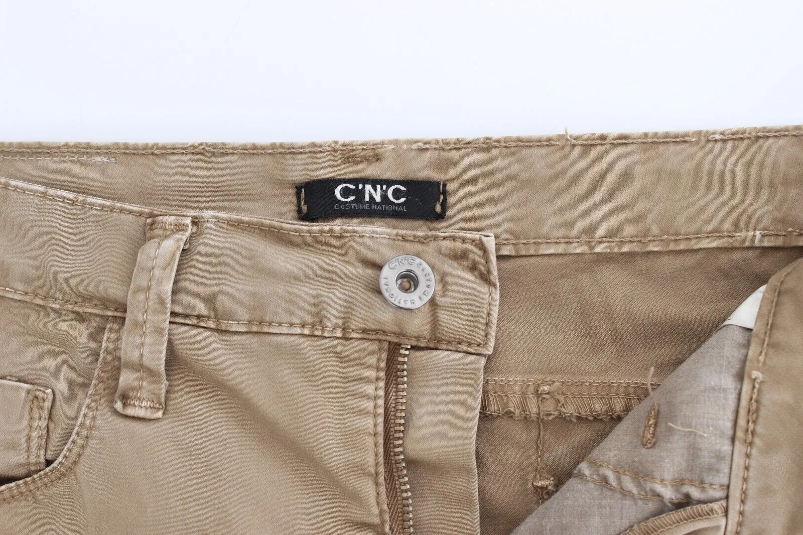 Costume National Women's Chic Beige Straight Leg Fashion Jeans