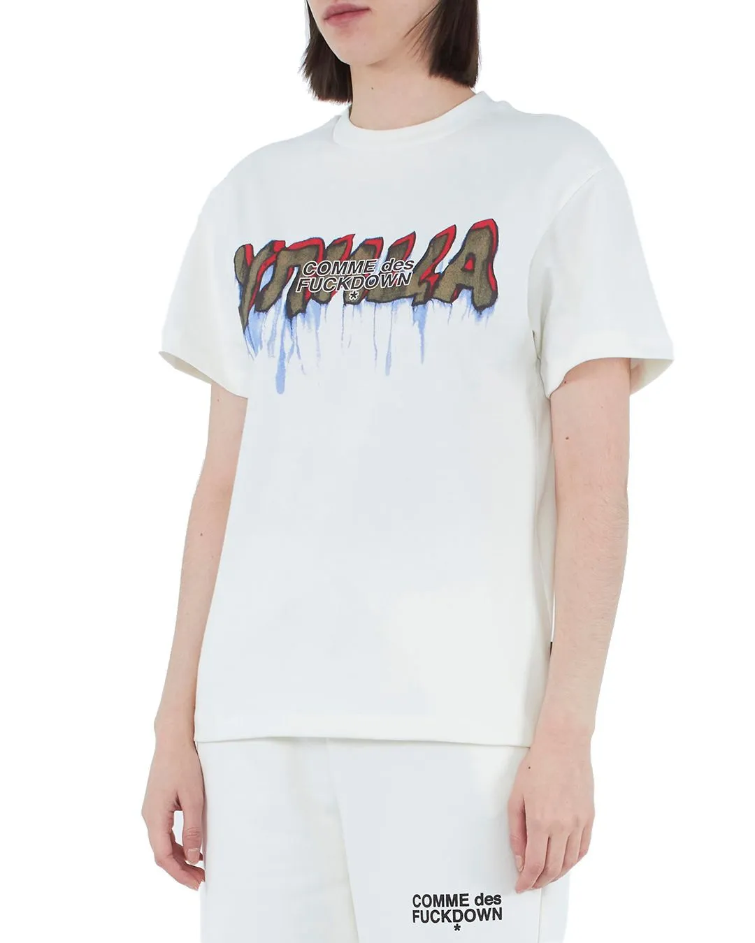Comme Des Fuckdown Women's Chic Graffiti Logo Cotton Tee