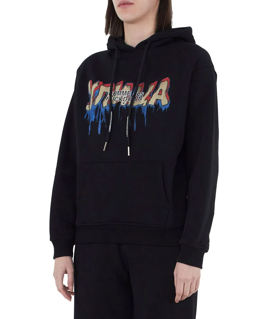 Comme Des Fuckdown Women's Graffiti Logo Cotton Hoodie With Drawstring