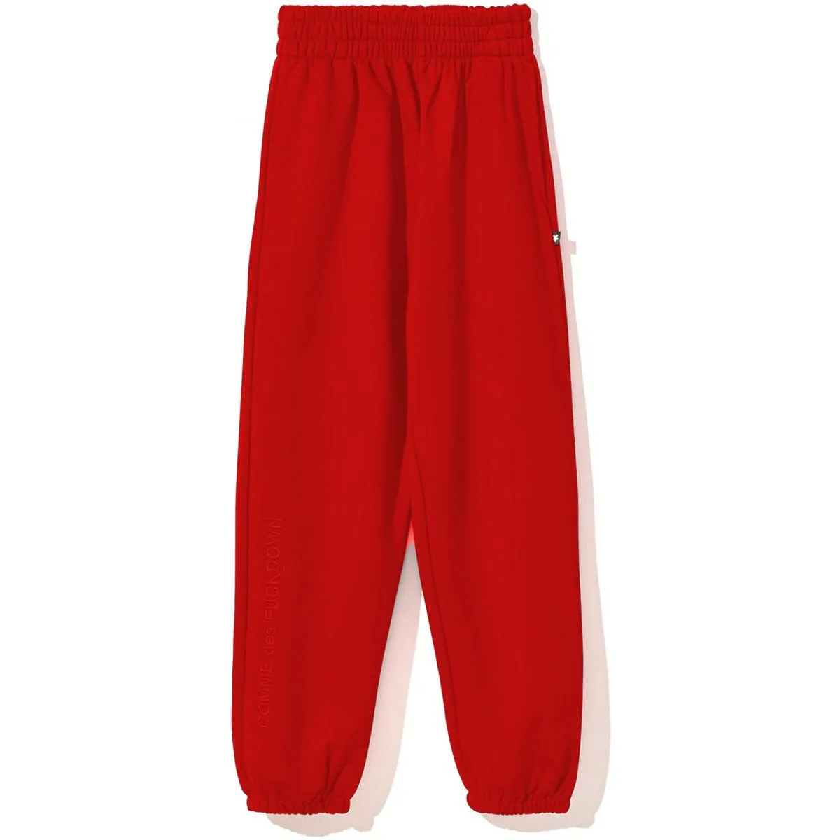 Comme Des Fuckdown Women's Chic Embroidered Cotton Sweatpants in Bold Red