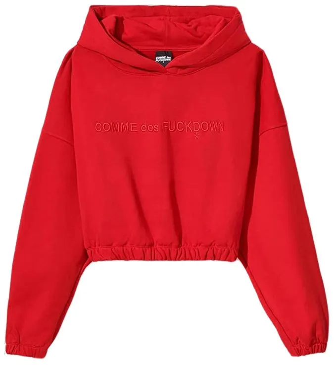 Comme Des Fuckdown Women's Chic Red Hooded Sweatshirt With Embroidered Logo