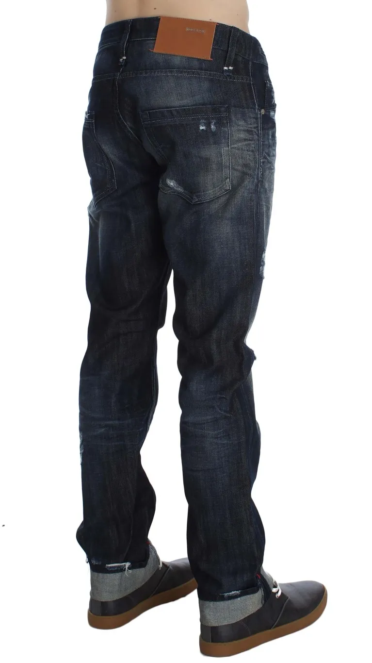 Acht Men's Elegant Regular Straight Fit Blue Jeans