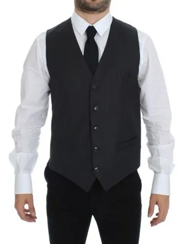 Dolce & Gabbana Men's Elegant Gray Wool Formal Vest