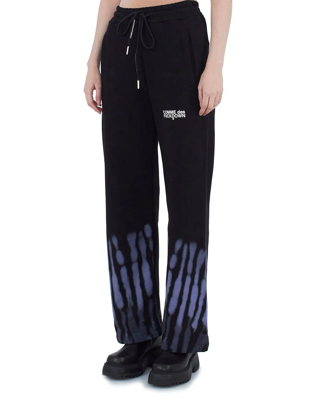 Comme Des Fuckdown Women's Abstract Print Palazzo Pants with Bold Logo