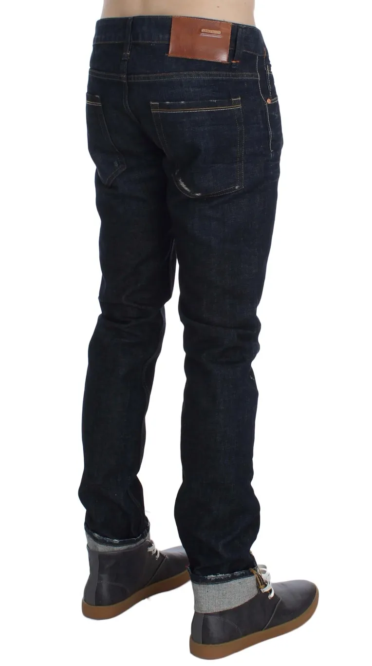 Acht Men's Slim Skinny Fit Luxe Blue Wash Jeans