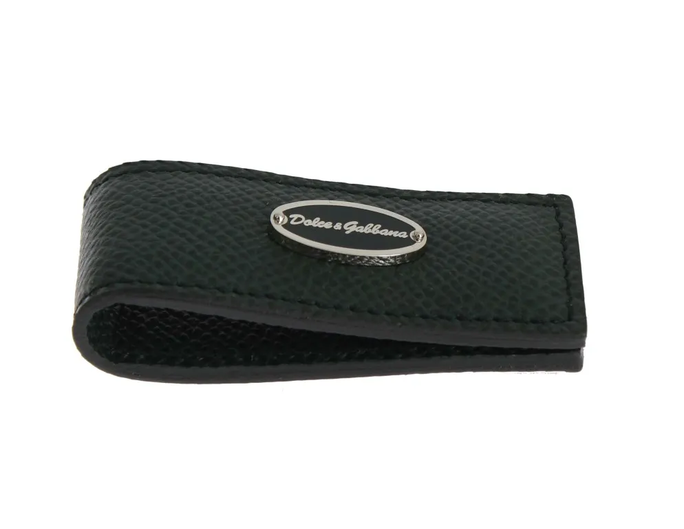 Dolce & Gabbana Men's Elegant Green Leather Money Clip