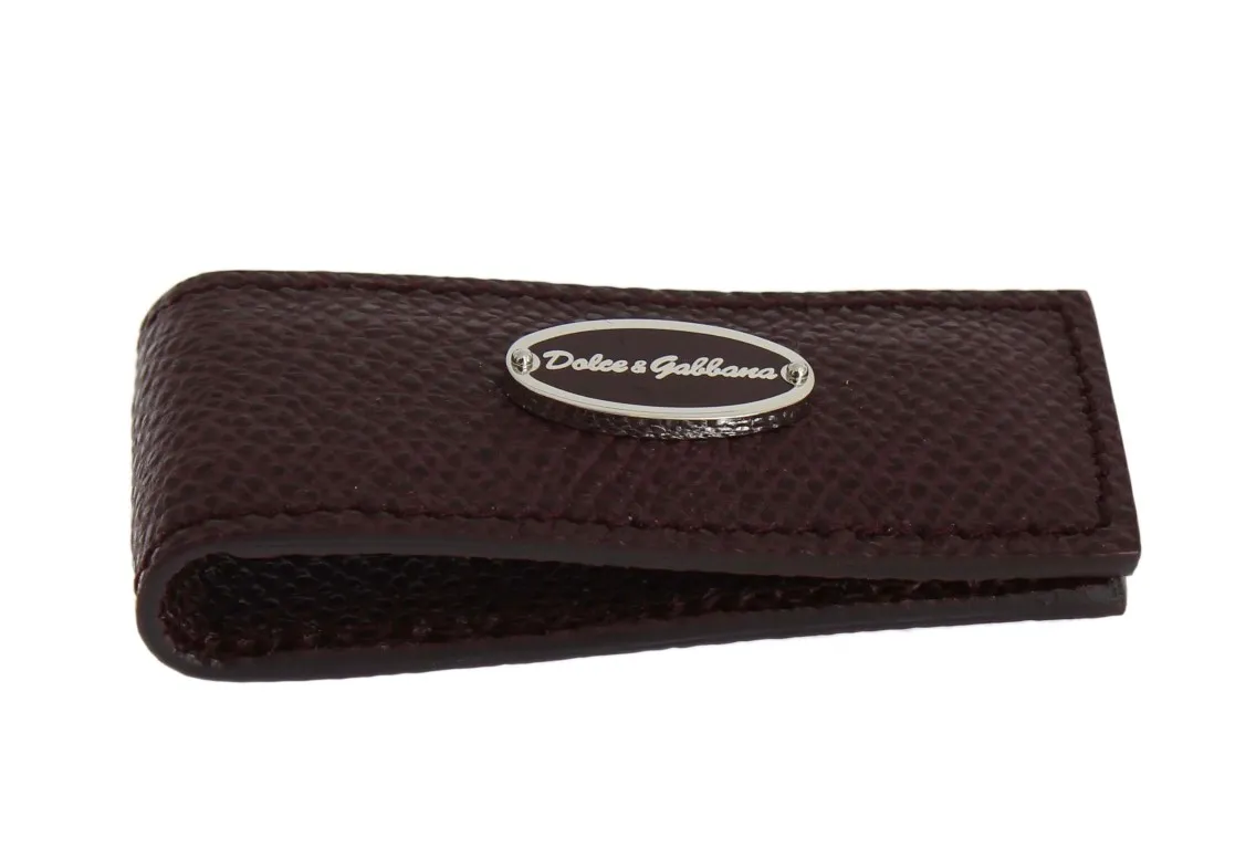 Dolce & Gabbana Men's Exquisite Bordeaux Leather Money Clip