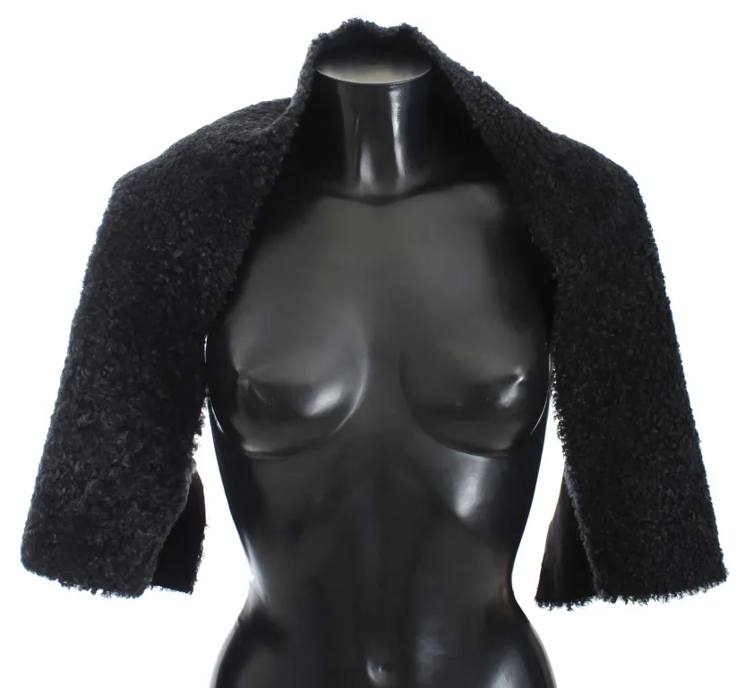 Dolce & Gabbana Women's Elegant Black Shearling Shoulder Wrap