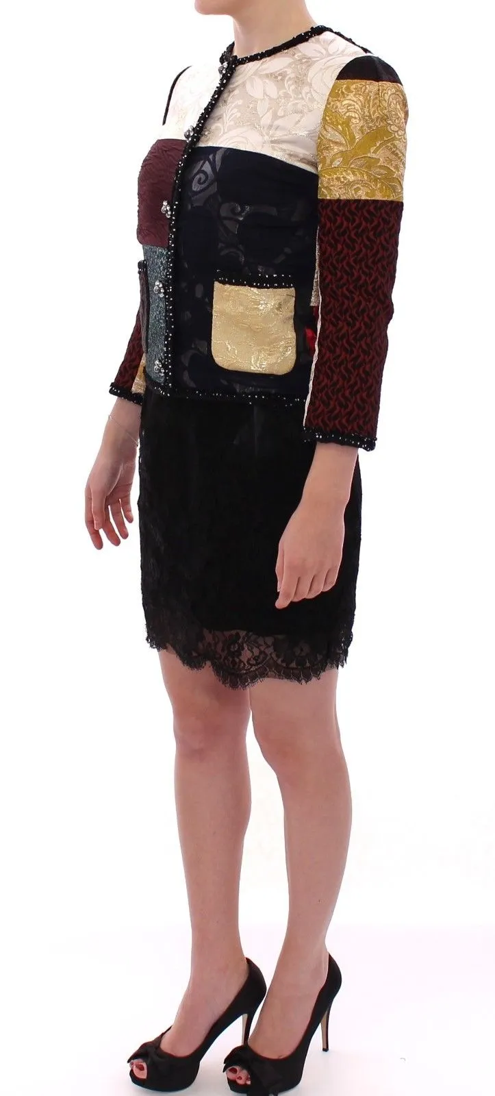 Dolce & Gabbana Women's Elegant Multicolor Crystal Jacket Coat