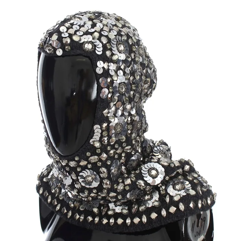 Dolce & Gabbana Women's Exquisite Sequined Crystal Hooded Scarf Wrap