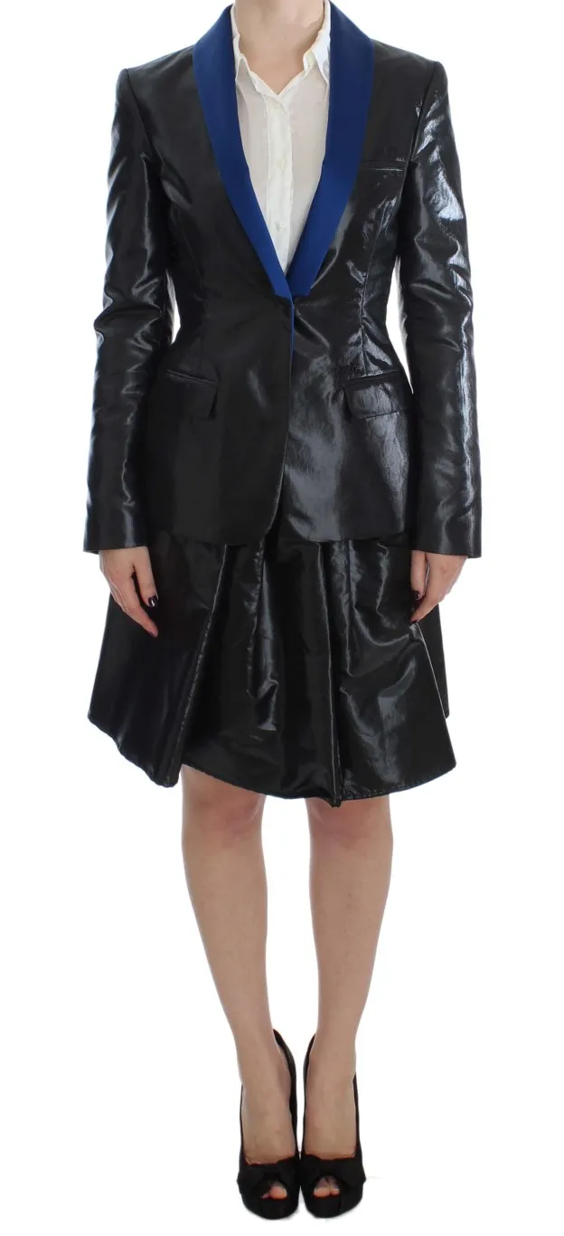 Exte Women's Elegant Two-Piece Black Skirt Suit