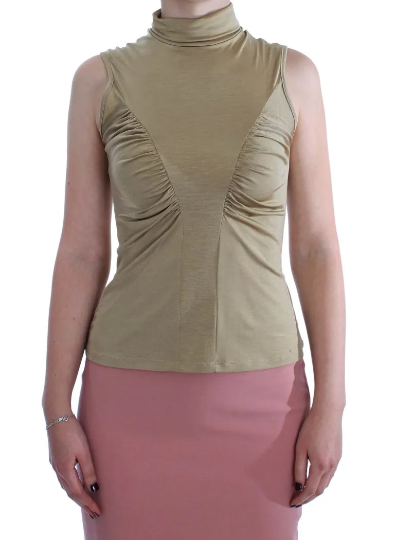 Exte Women's Glamorous Gold Turtleneck Vest Top