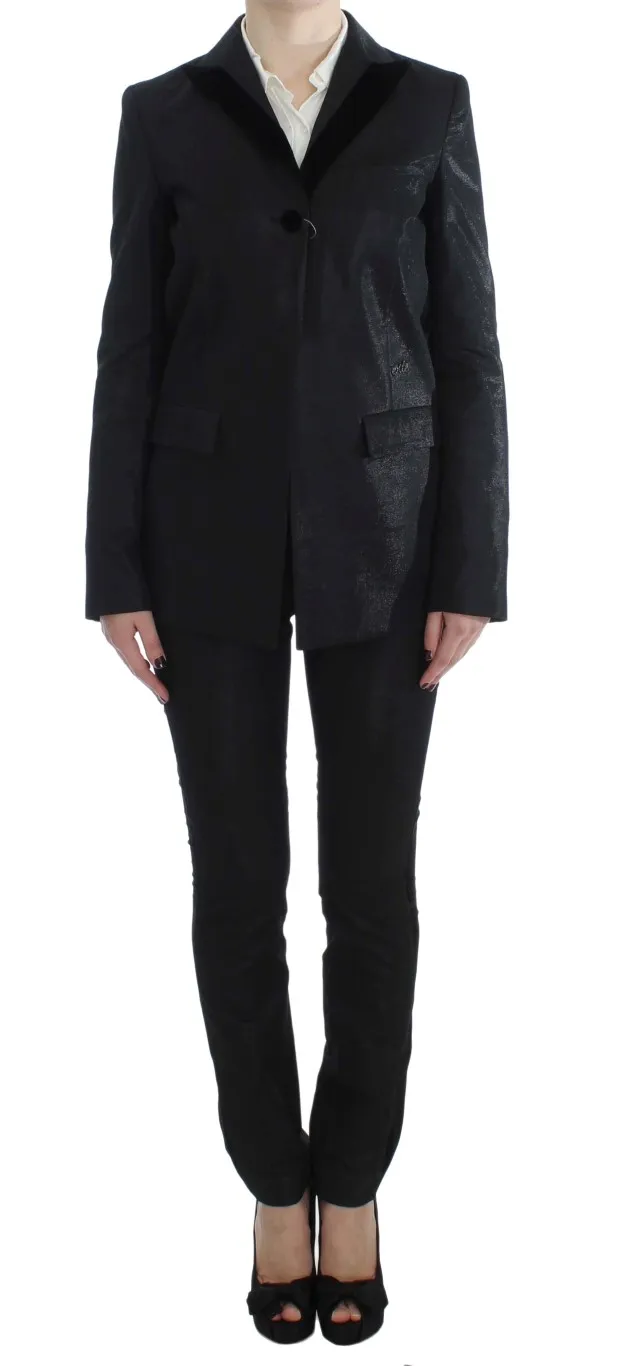 Exte Women's Elegant Three-Piece Black Pants Suit