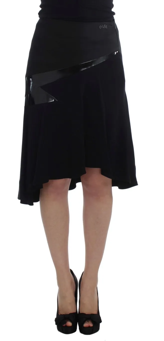 Exte Women's Chic Black and Blue Cotton Blend Skirt