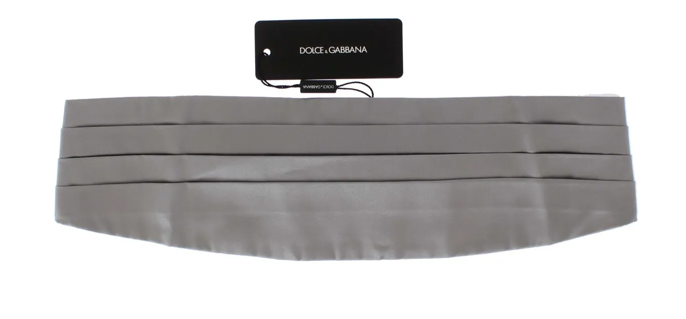 Dolce & Gabbana Men's Elegant Silver Silk Cummerbund