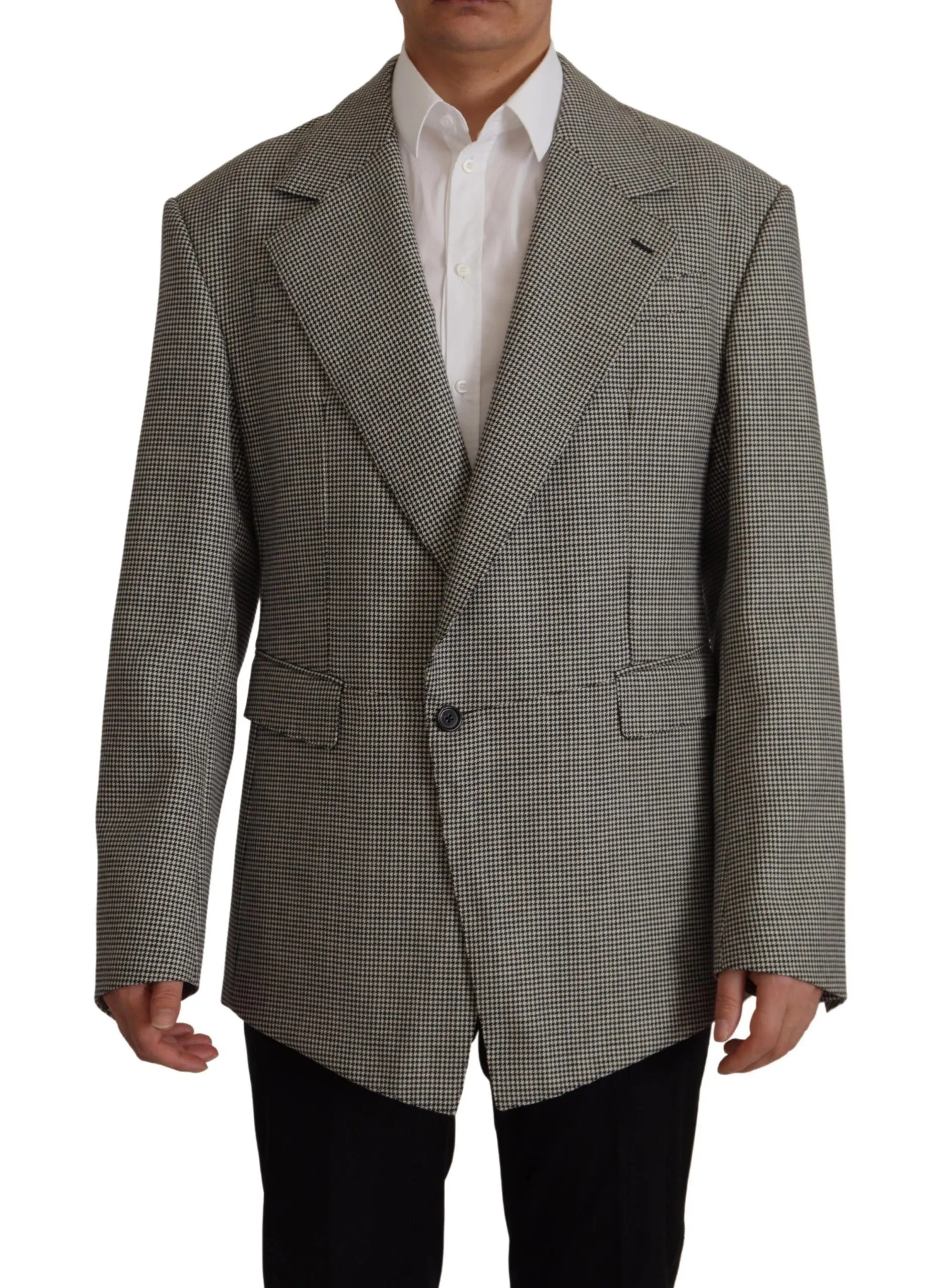 Dolce & Gabbana Men's Elegant Gray Checkered Wool Blazer