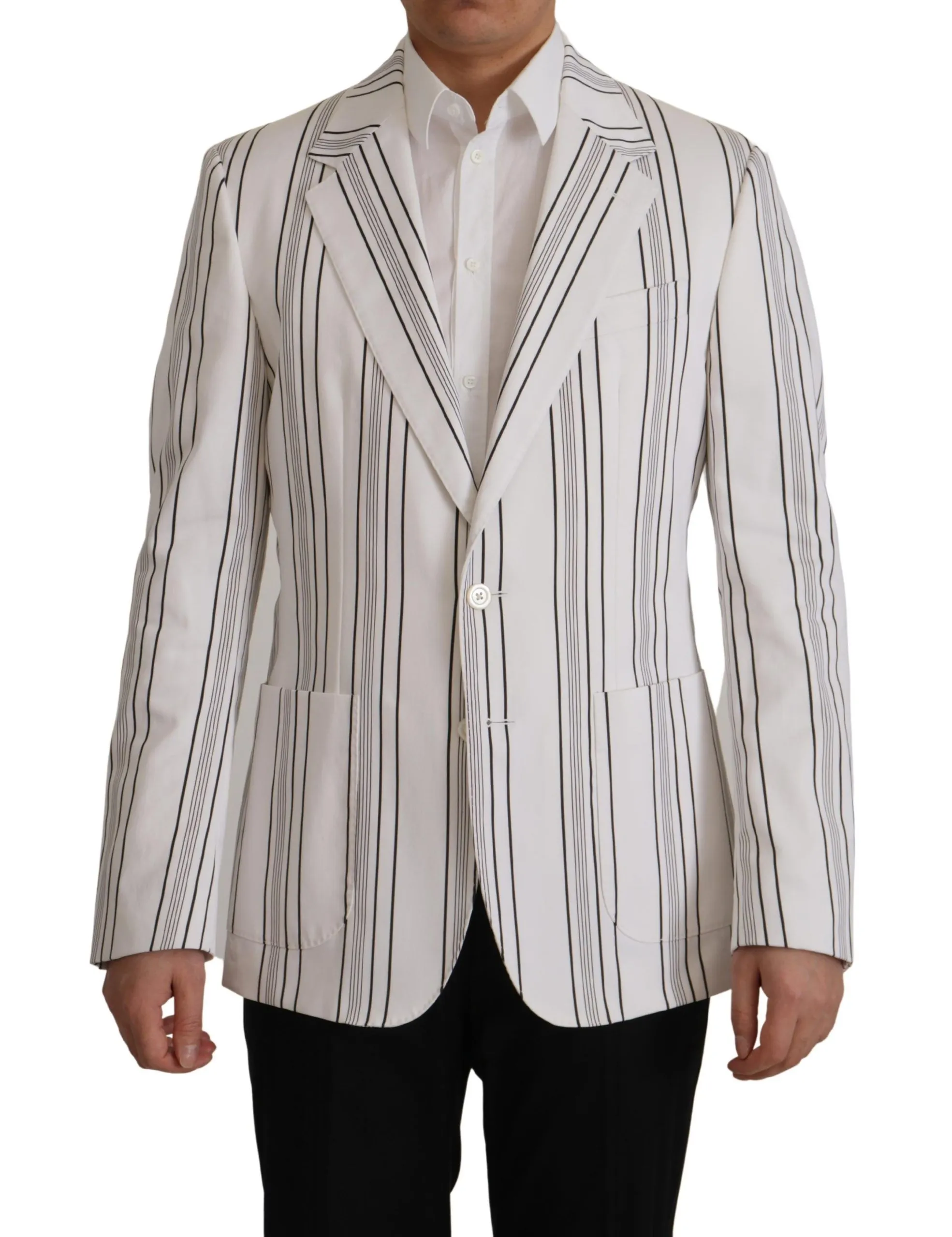 Dolce & Gabbana Men's Elegant Striped Cotton Blend Blazer