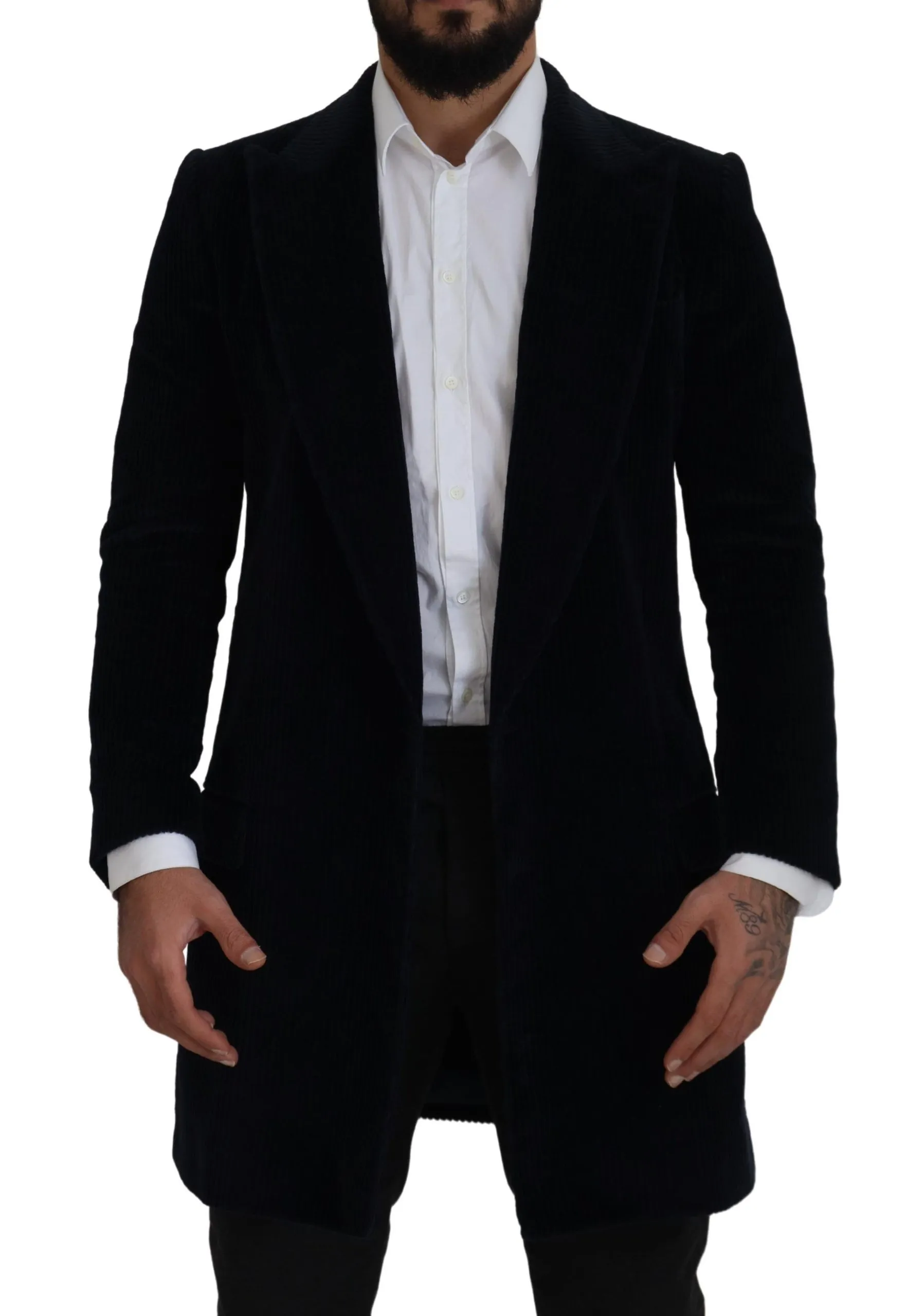 Dolce & Gabbana Men's Elegant Black Cotton Long Cardigan Jacket