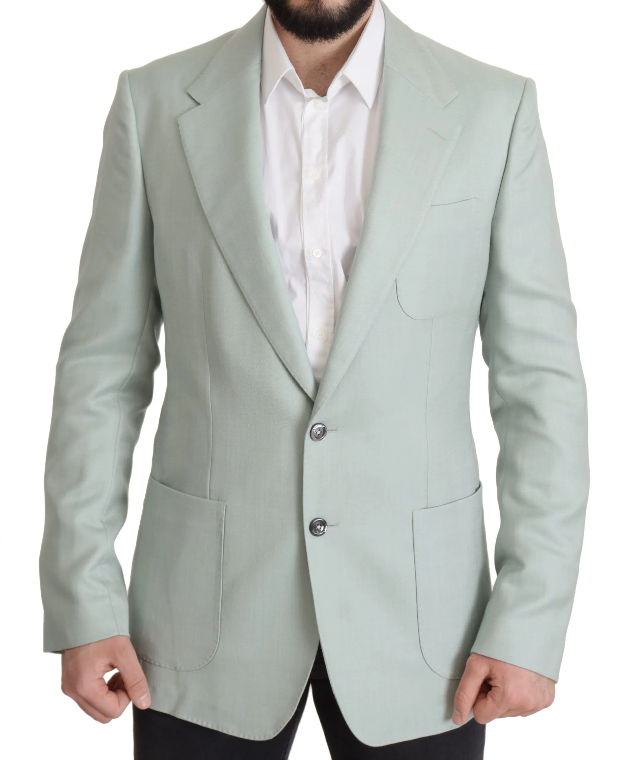 Dolce & Gabbana Men's Elegant Mint Green Silk-Cashmere Blazer