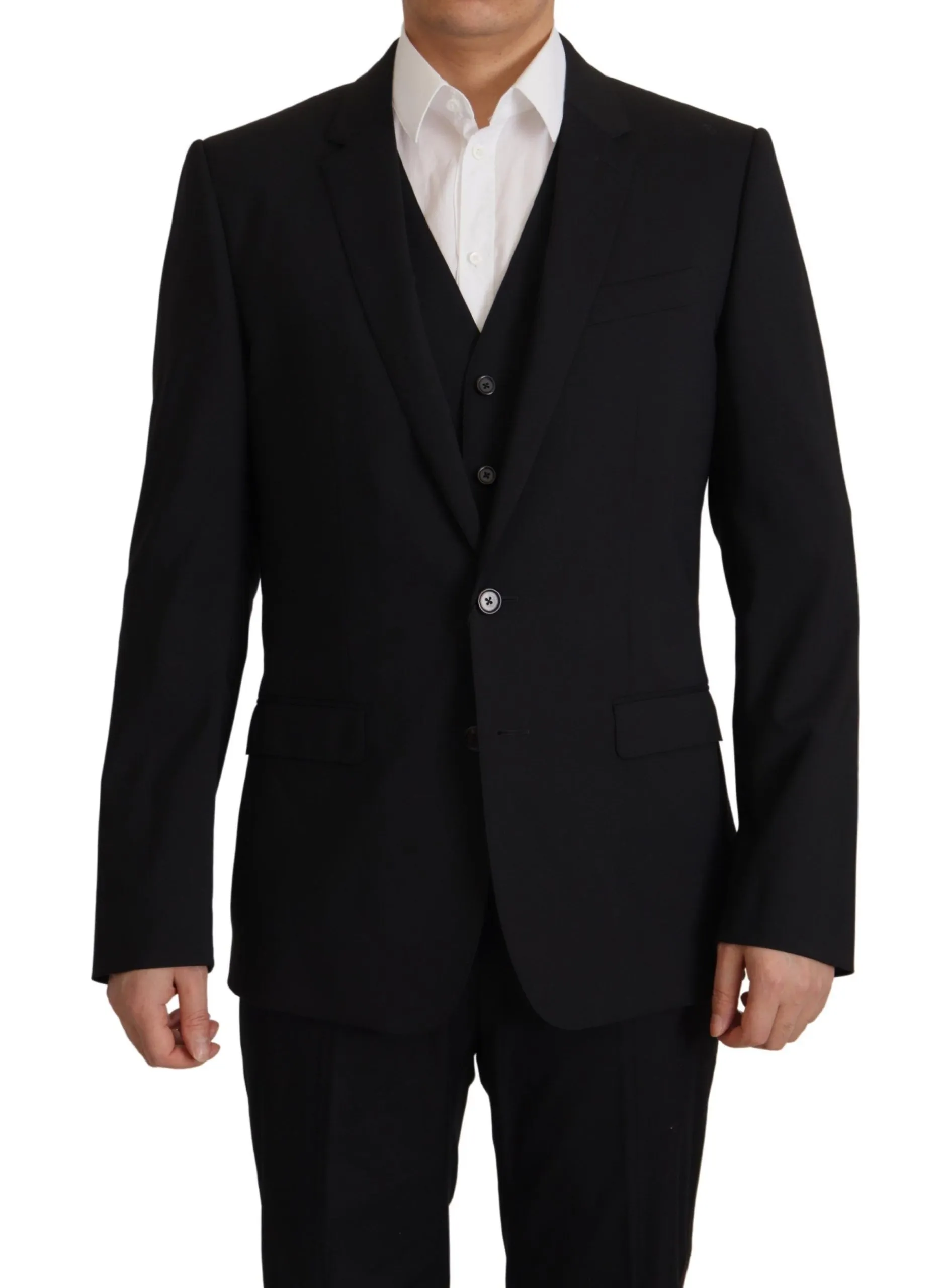 Dolce & Gabbana Men's Elegant Black Martini Blazer and Vest Ensemble