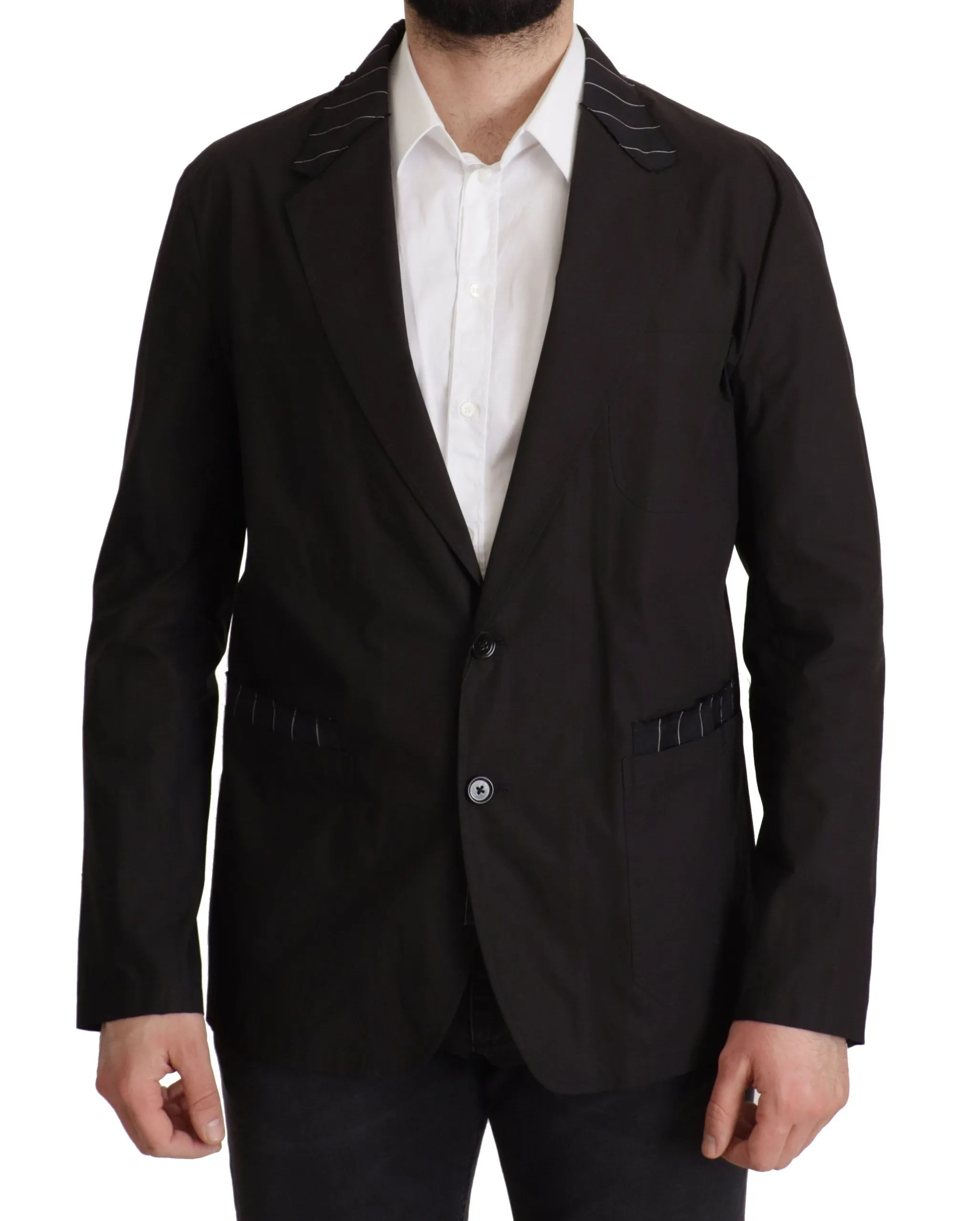 Dolce & Gabbana Men's Elegant Black Cotton-Wool Blend Blazer Jacket