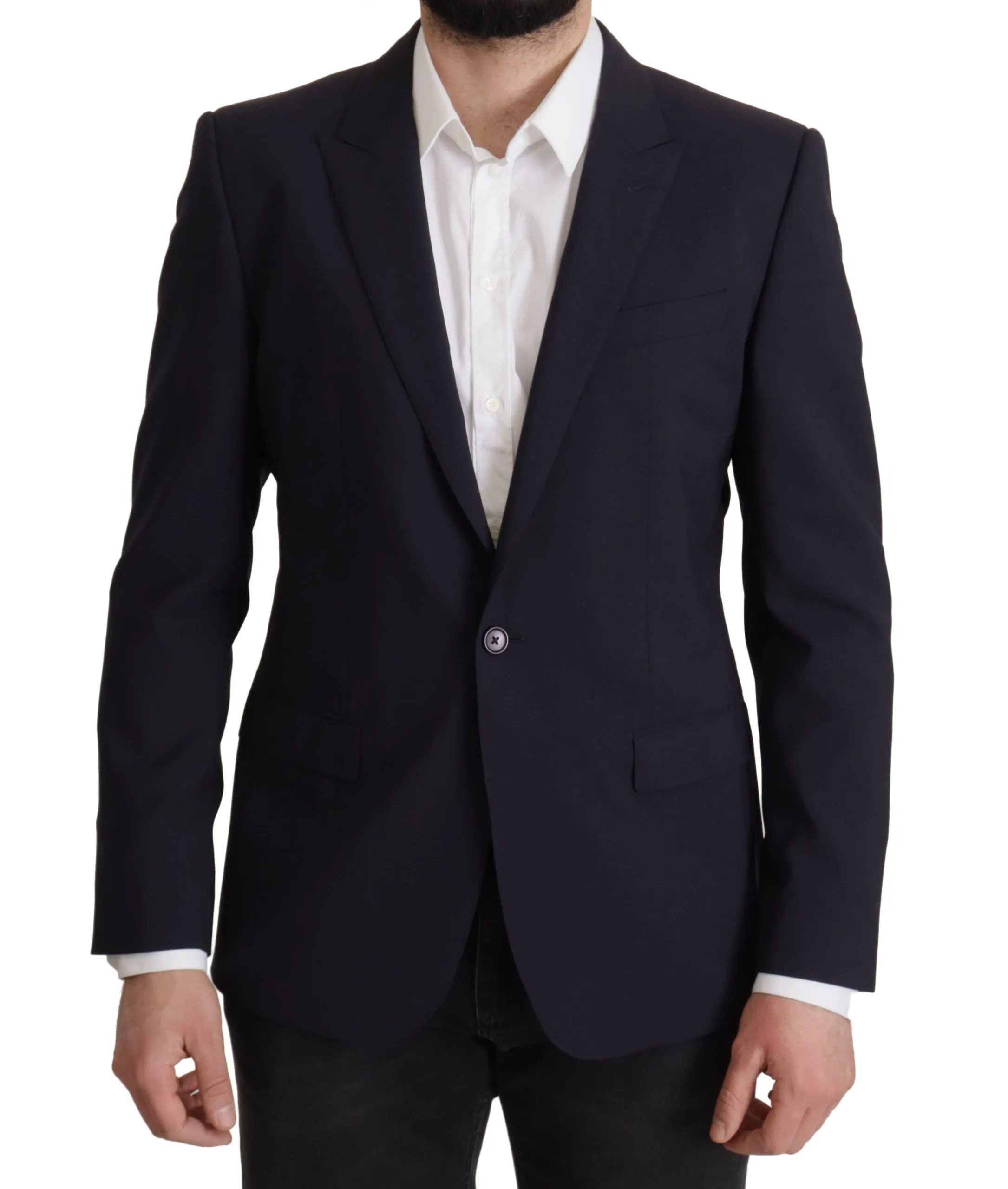 Dolce & Gabbana Men's Elegant Navy Wool Blend Slim Blazer