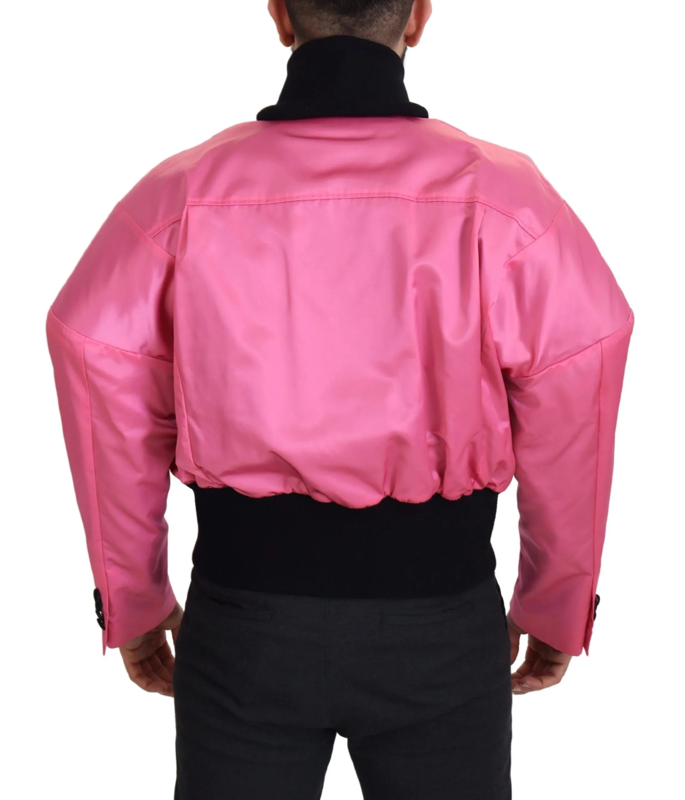 Dolce & Gabbana Men's Elegant Pink Nylon Bomber Jacket