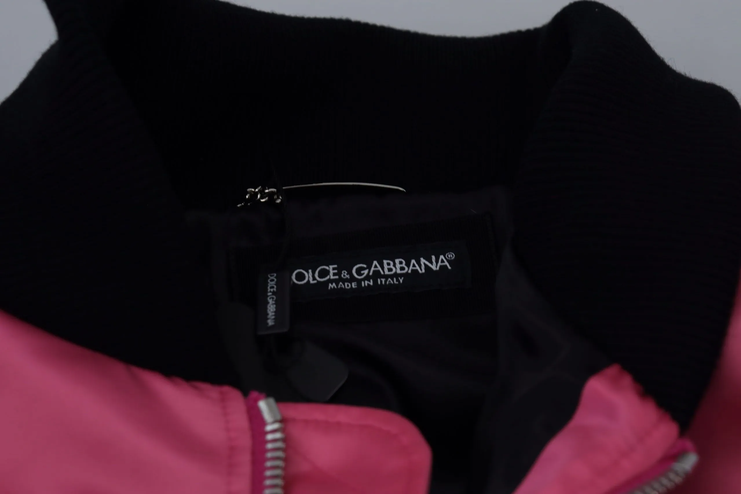 Dolce & Gabbana Men's Elegant Pink Nylon Bomber Jacket