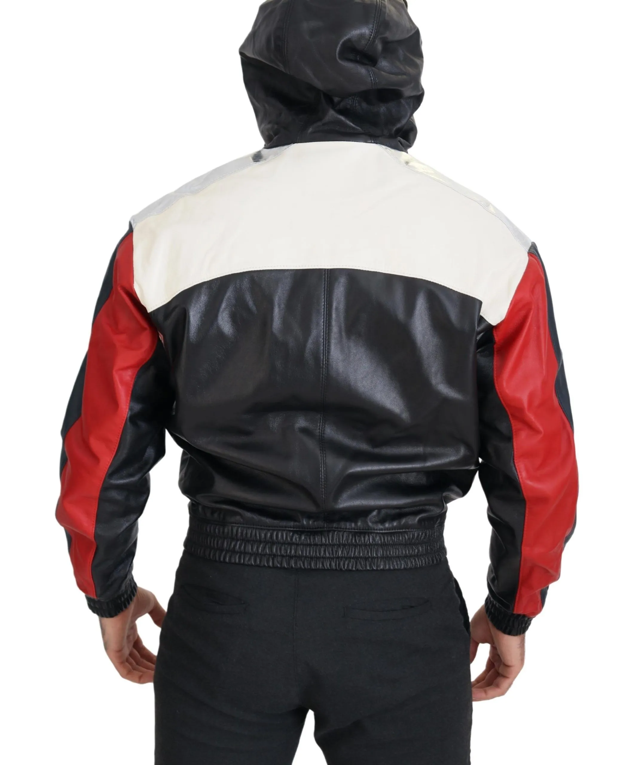 Dolce & Gabbana Men's Elite Black Leather Hooded Bomber Jacket