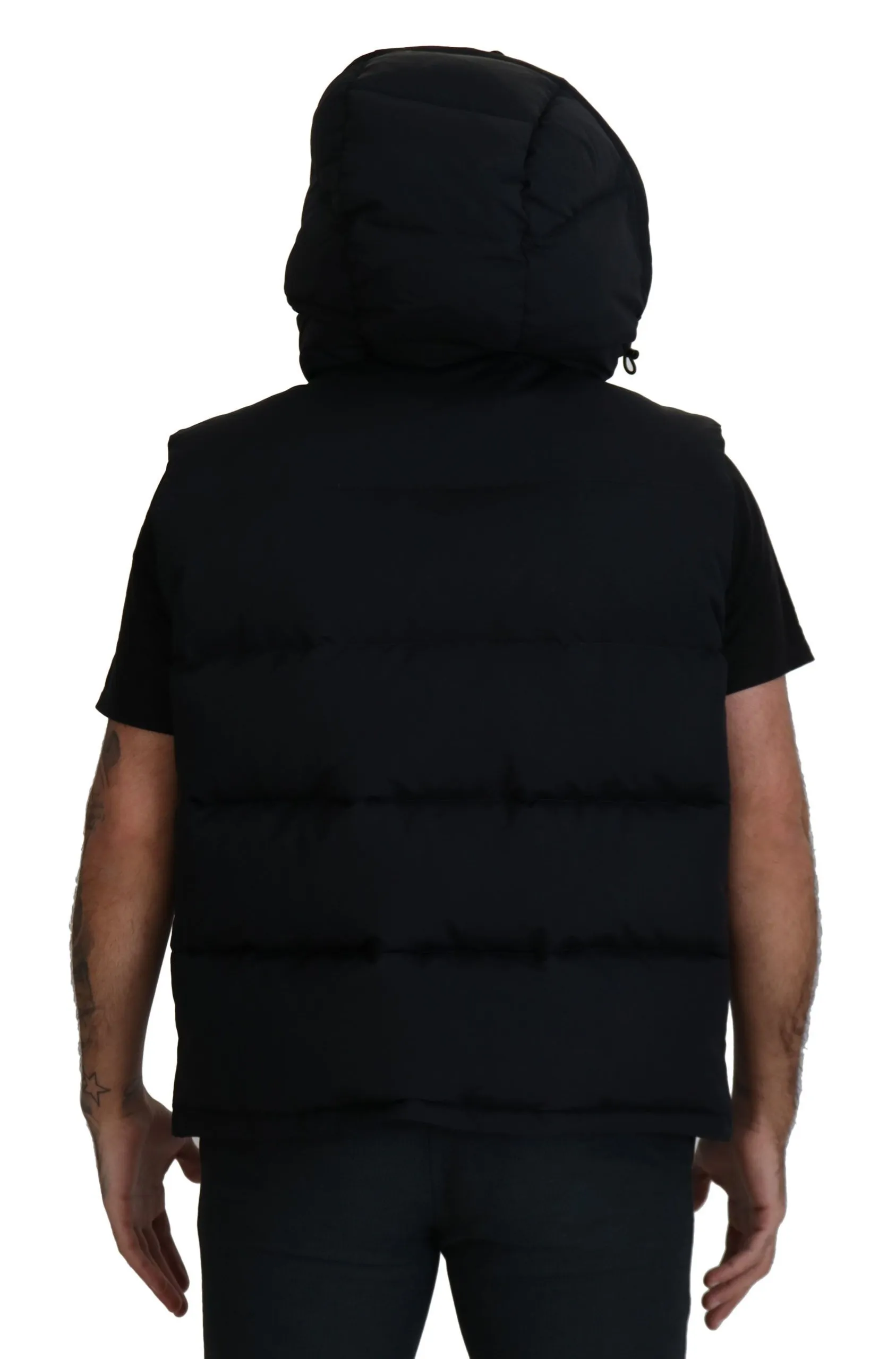 Dolce & Gabbana Men's Sleek Black Hooded Short Sleeve Jacket