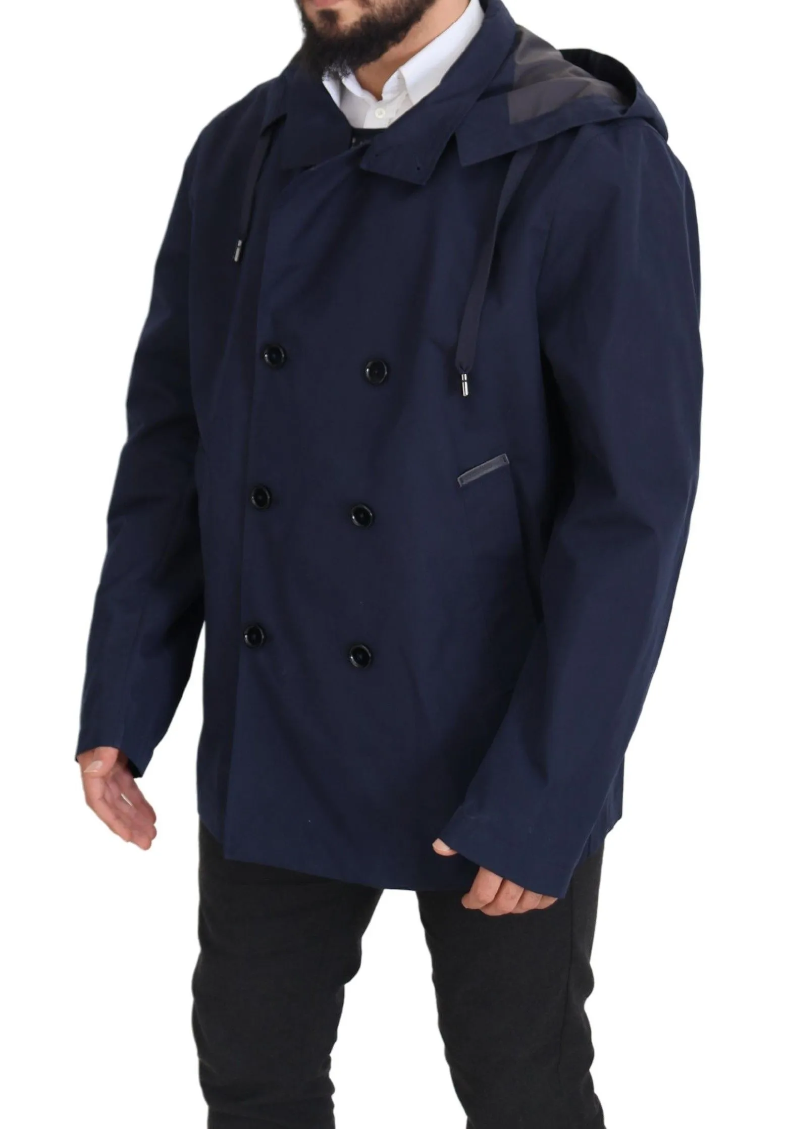 Dolce & Gabbana Men's Elegant Double-Breasted Blue Parka Jacket