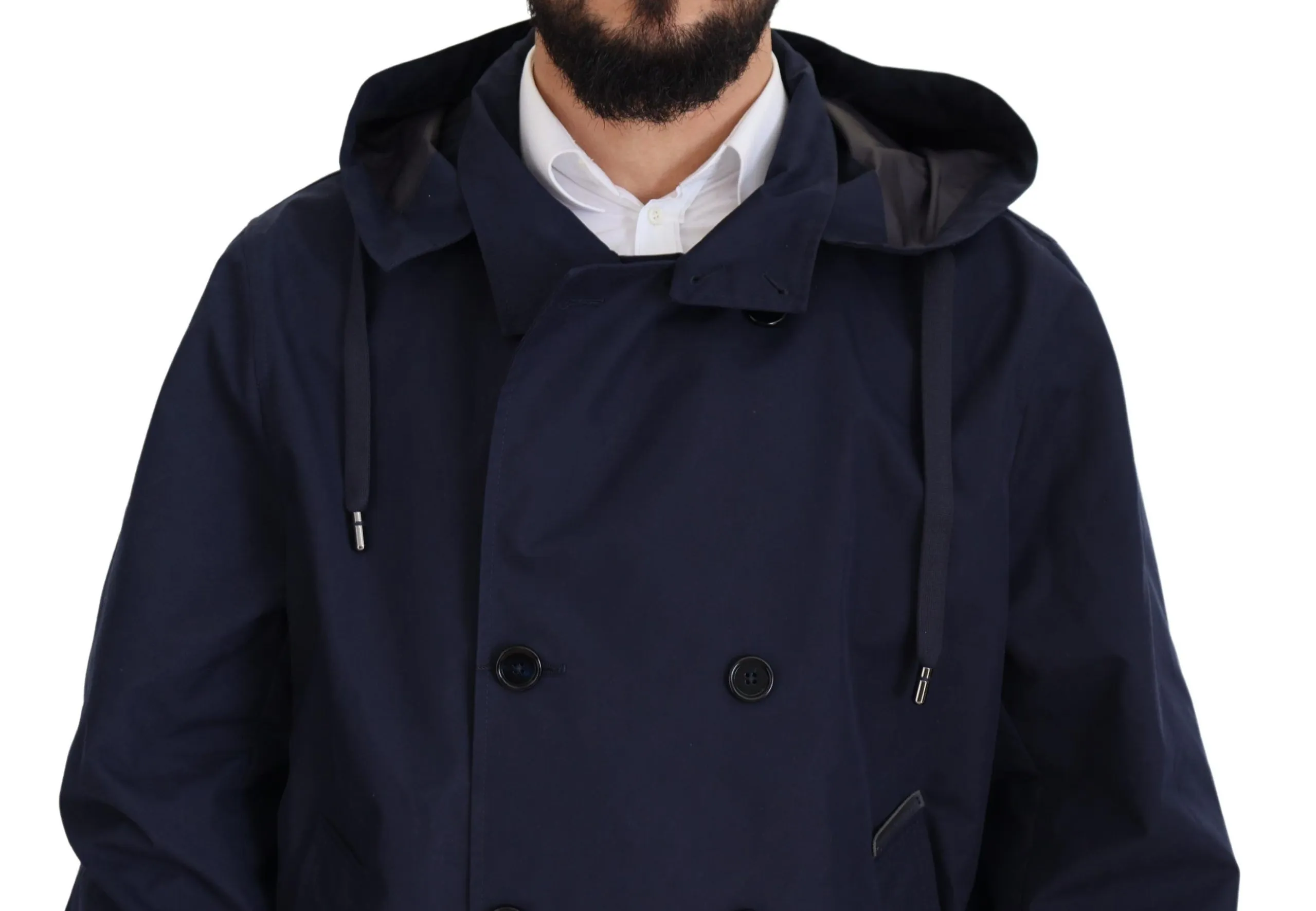 Dolce & Gabbana Men's Elegant Double-Breasted Blue Parka Jacket