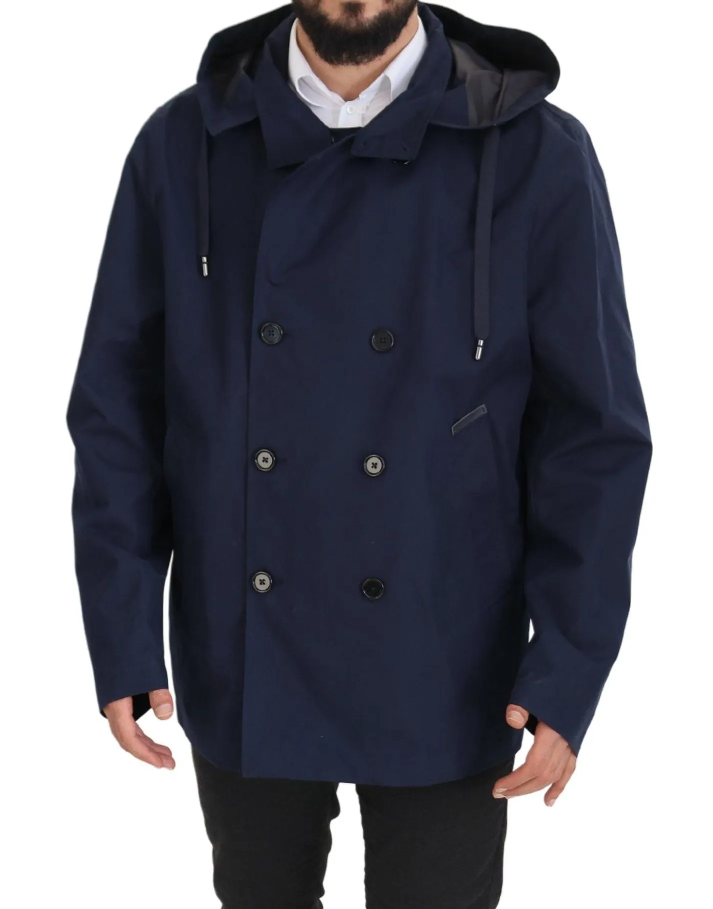 Dolce & Gabbana Men's Elegant Double-Breasted Blue Parka Jacket