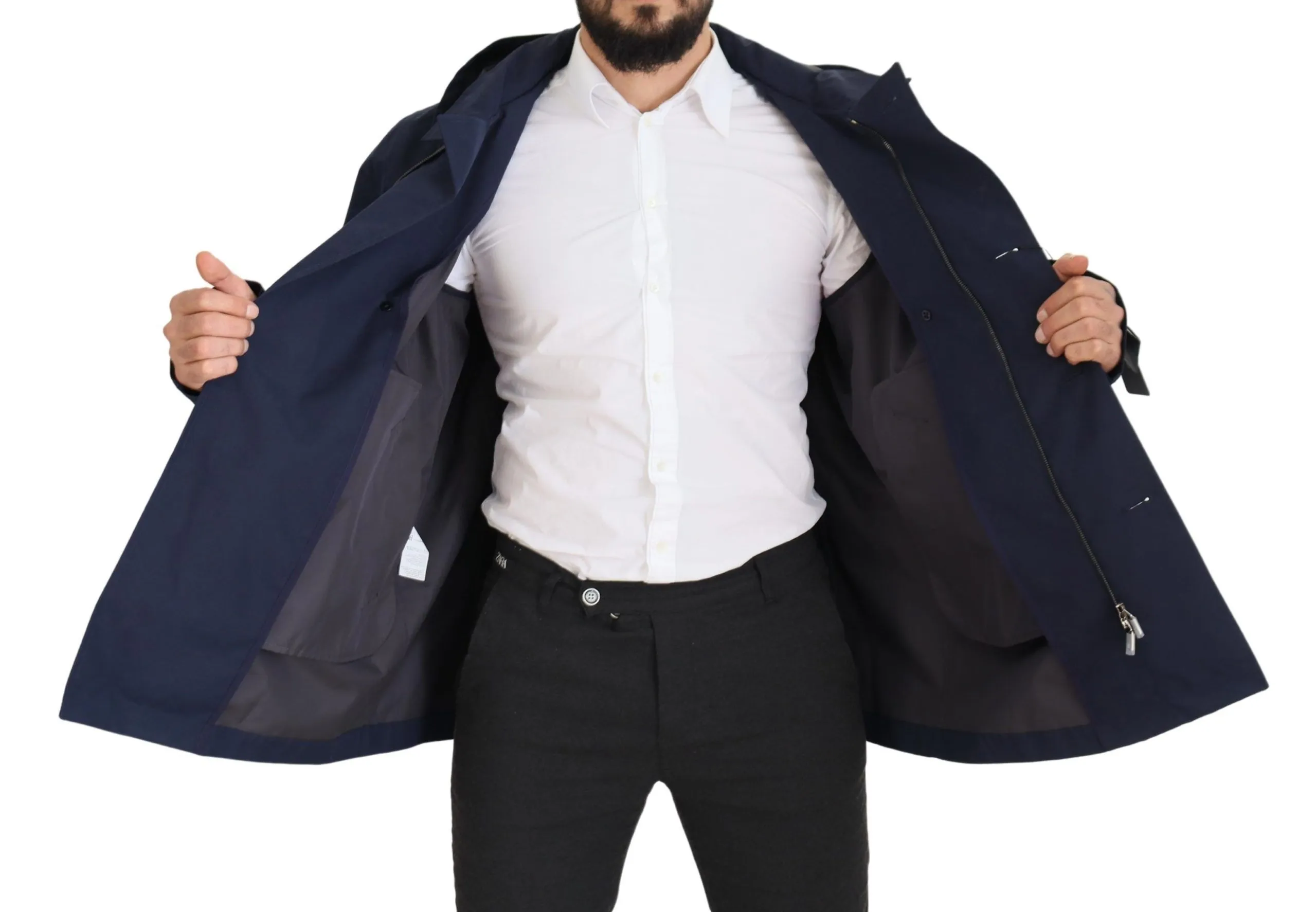 Dolce & Gabbana Men's Elegant Double-Breasted Blue Parka Jacket