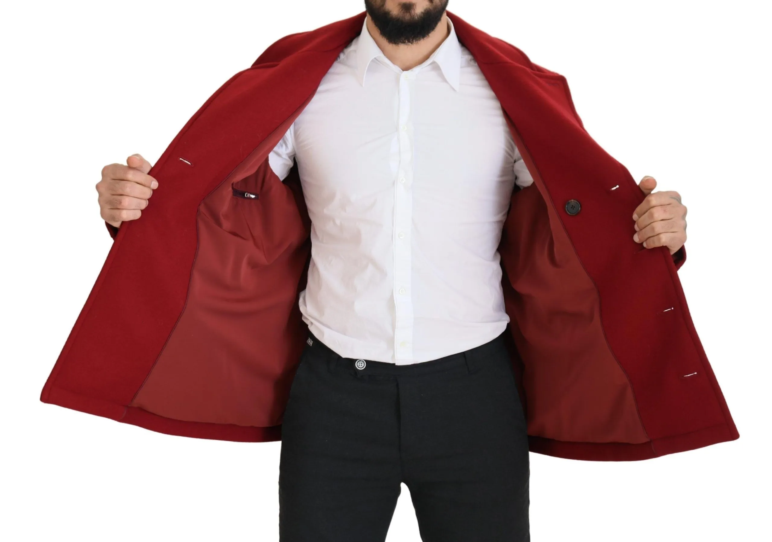 Dolce & Gabbana Men's Elegant Red Double Breasted Wool Jacket