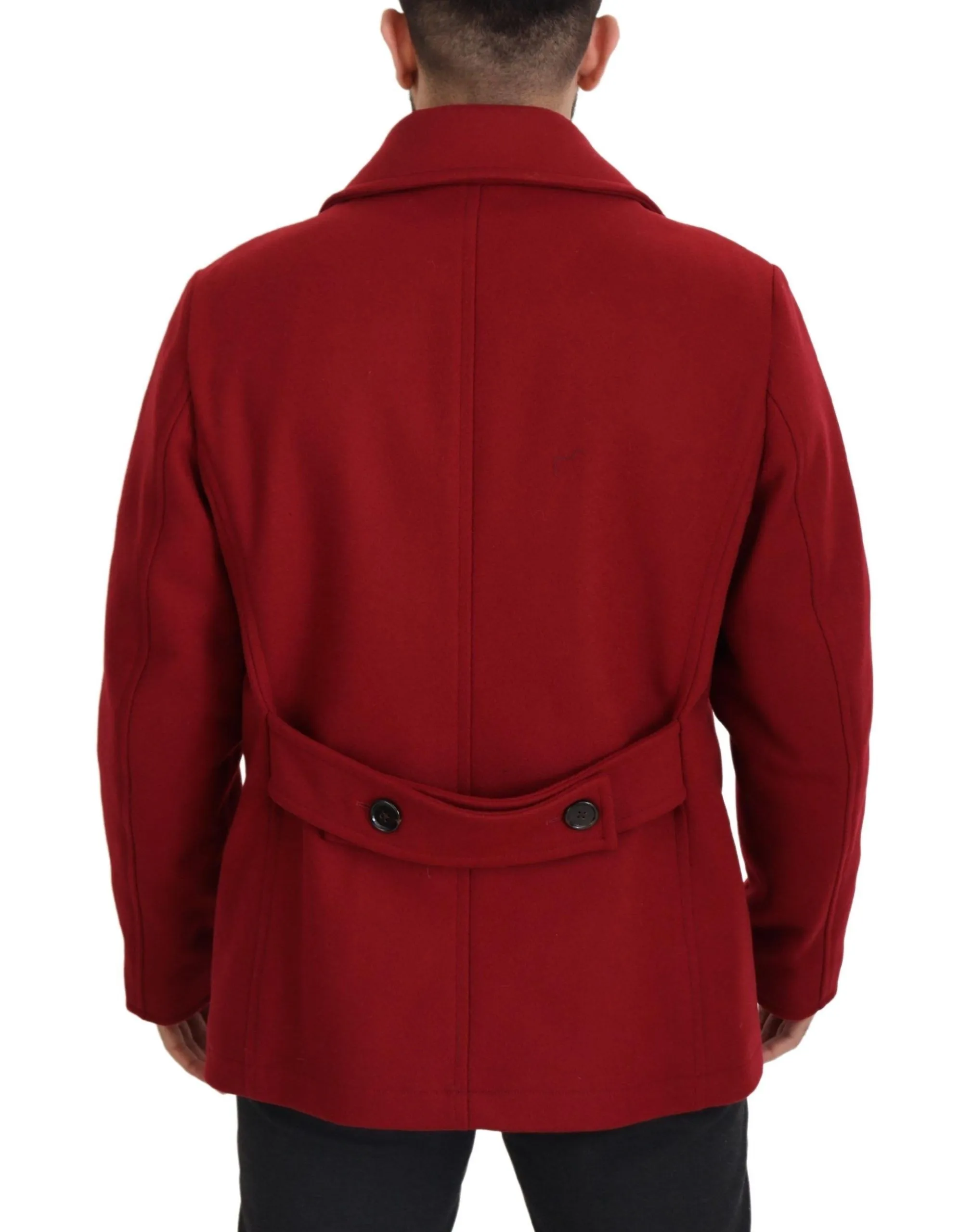 Dolce & Gabbana Men's Elegant Red Double Breasted Wool Jacket