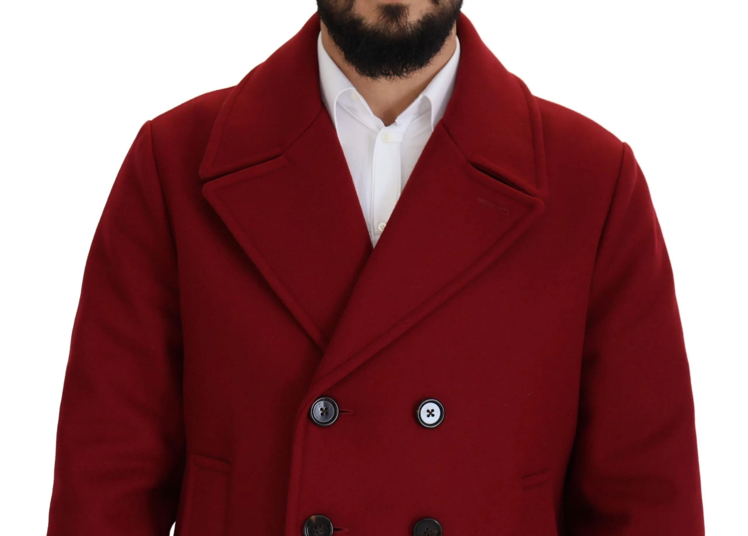 Dolce & Gabbana Men's Elegant Red Double Breasted Wool Jacket