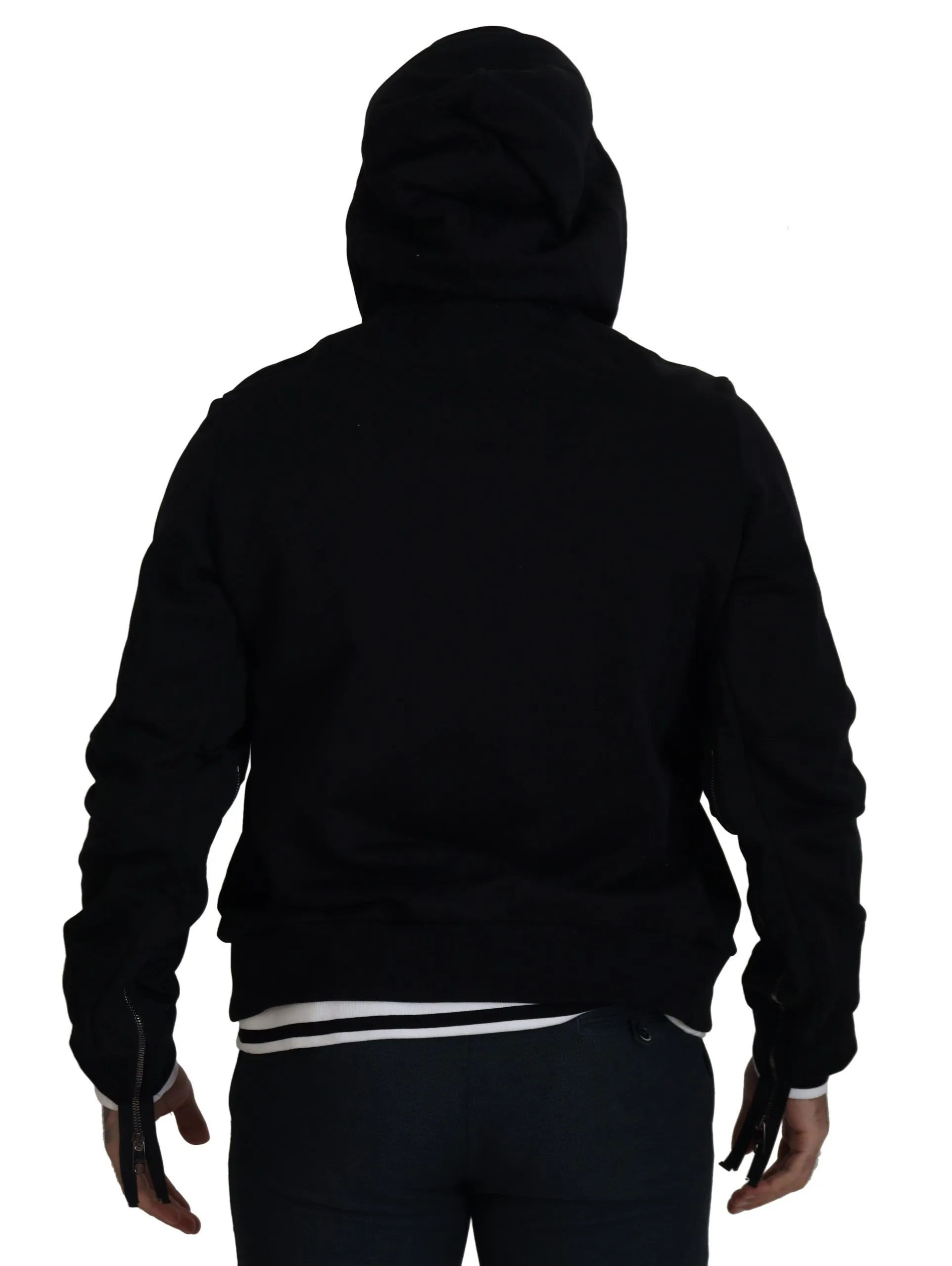 Dolce & Gabbana Men's Elegant Black Bomber Jacket with Hood