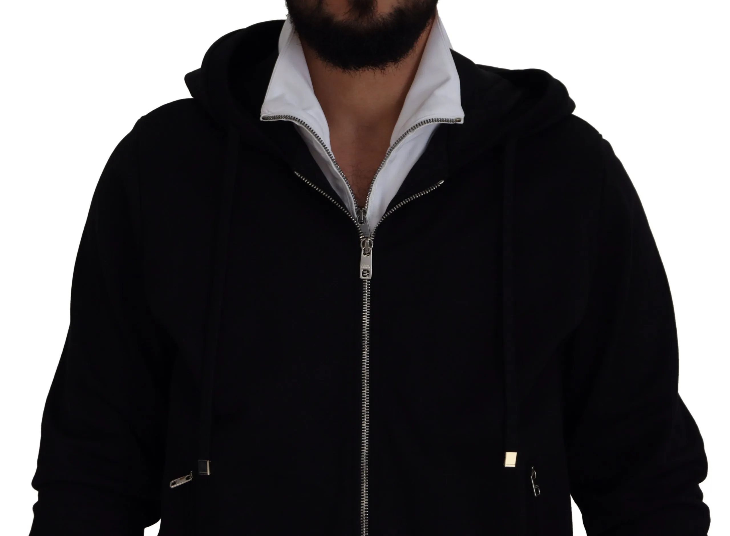 Dolce & Gabbana Men's Elegant Black Bomber Jacket with Hood
