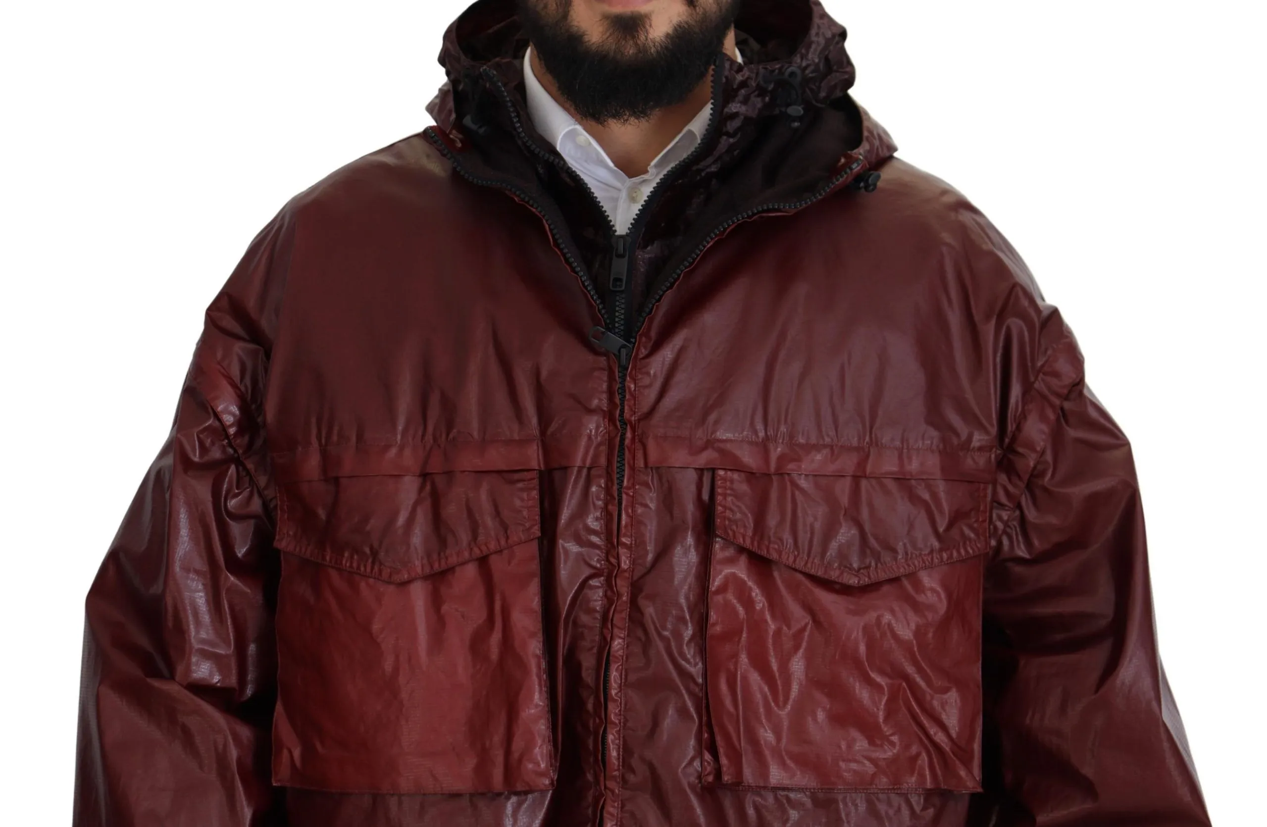 Dolce & Gabbana Men's Elegant Bordeaux Full Zip Hooded Jacket